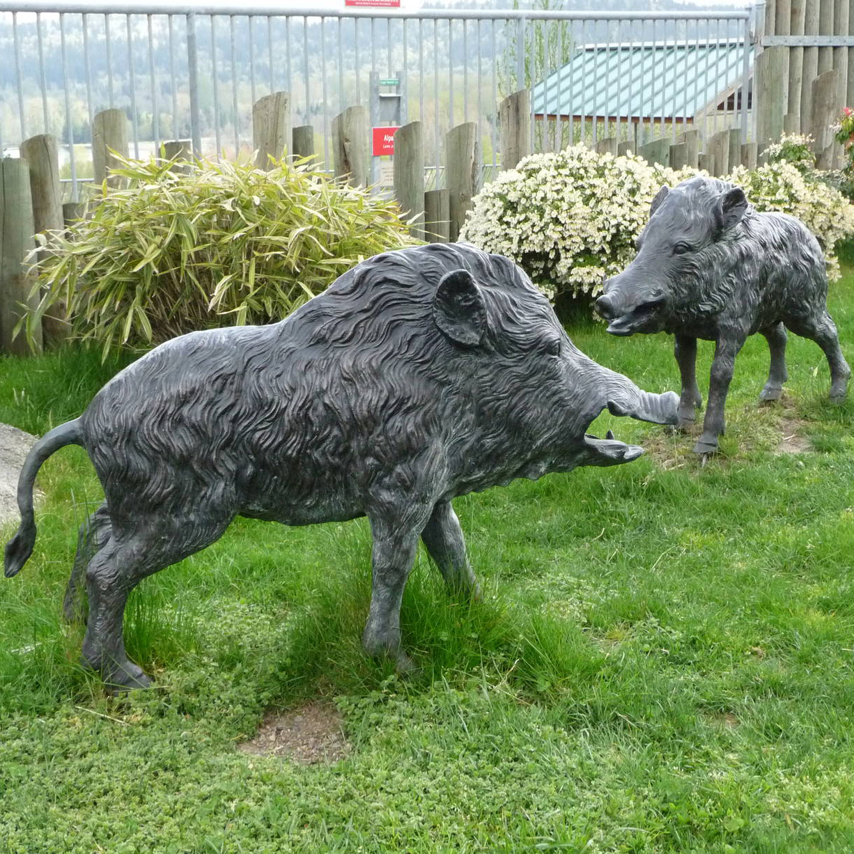 Bronze wild animal garden wild boar statues